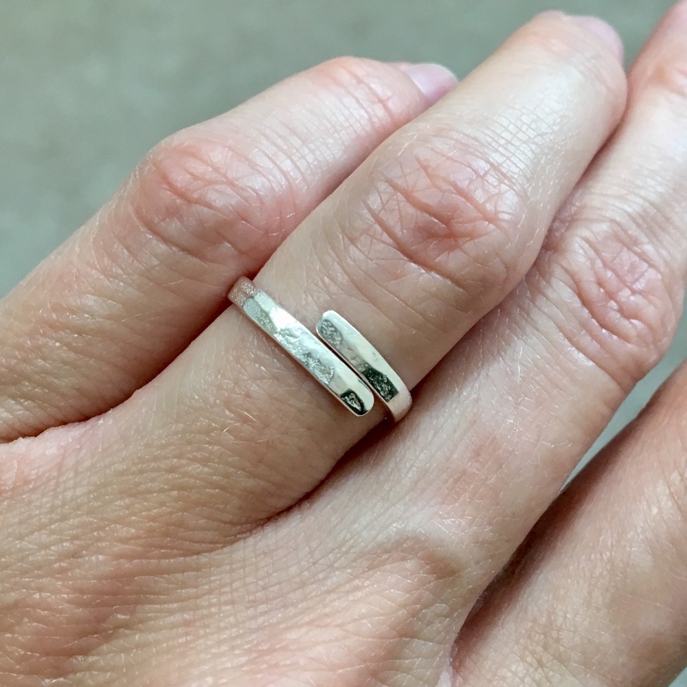 Hammered open silver ring